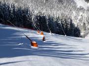 Snow production with snow guns on the FIS World Cup slope