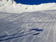 Freshly groomed slope in the Gargellen ski resort