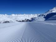 Perfect grooming of slopes throughout the ski resort