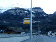 Ski bus stop at the base station in Meiringen
