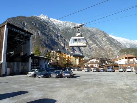 Ötztal Alps: access to ski resorts and parking at ski resorts – Access, Parking Venet – Landeck/Zams/Fliess