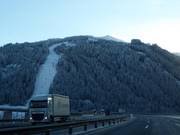 View of the Bergeralm ski resort from the Brennerautobahn motorway