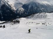 Difficult slope in the ski resort
