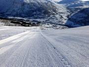 Even the steeper slopes are groomed to perfection