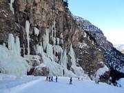 Slope number 1 Armentarola with frozen waterfalls