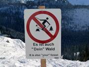 Skiing in forest areas in the lower part of the resort is forbidden