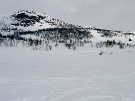View of the Søondre Knaushøgdi, the highest point in the ski resort