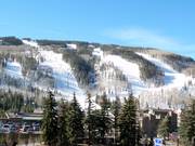View from the highway of the slopes of Vail
