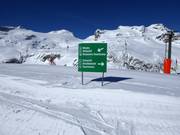 Slope signposting in the ski resort of Weissee Gletscherwelt