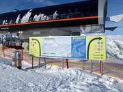 Information board at the mountain station of the Panorama 6-person lift
