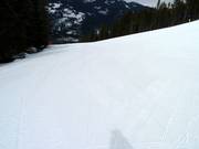Groomed slope at the Panorama ski resort.