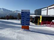 Slope signposting in the ski resort of Alpe Lusia