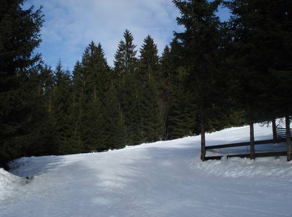 End of the ski slope at the base