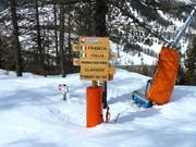 Directional sign in the ski resort