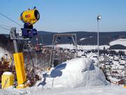 Many permanently installed snow cannons on a tower ensure plenty of snow