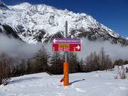 Slope sign-posting in the Hohsaas ski resort
