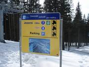 Sign-postings of the slopes in the ski resort