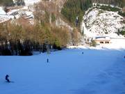 Even the steep slopes are groomed in the Skiliftkarussell