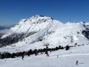 View of the slopes in the ski resort of Alpe Lusia