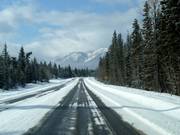 The road to Castle Mountain ski resort