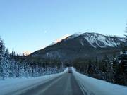 The road up to the Marmot Basin ski resort