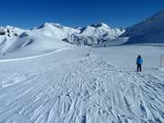 Easy slope in the ski resort