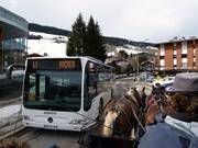Buses and horse drawn carriages transport guests in Megève 