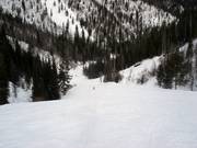 Groomed run on the backside of the mountain