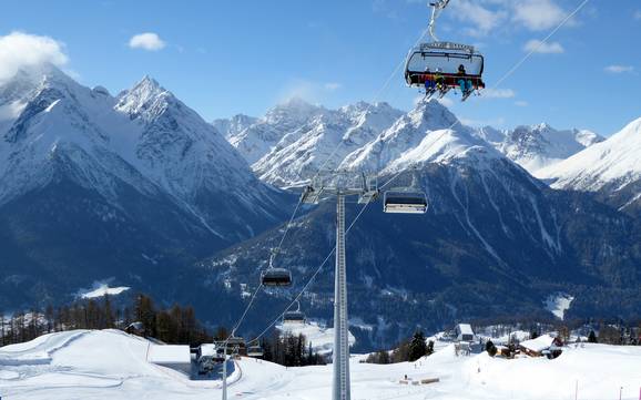 Biggest height difference in the Engadin Samnaun Val Müstair Holiday Region – ski resort Scuol – Motta Naluns