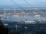 View of Vancouver on the way back down with the aerial tramway