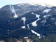 View of the slopes in the Alpe Cermis ski resort