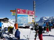 Slope signposting including a piste map in the ski resort