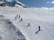 One of many ski lessons in the ski resort