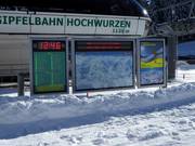 Piste map and information on open lifts and slopes at the Hochwurzen Gipfelbahn lift.