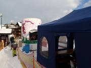 Snack bar with tent at the ski lift