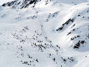 Freeride slopes between Petit Perron (2271 meters) and Col de la Croix de Fer 