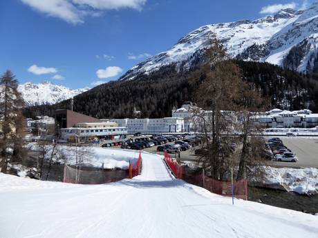 Albula Alps: access to ski resorts and parking at ski resorts – Access, Parking St. Moritz – Corviglia