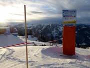 Directional signs at the highest point in the ski resort