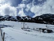 View of the Kicking Horse ski resort from the base station