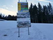Sign-posting of the slopes in the ski resort