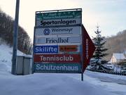Signs to the ski lift in Wiesensteig