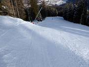 Perfectly groomed difficult slope