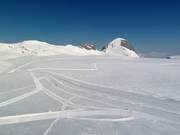 Cross-country skiing on the Plaine Morte Glacier