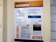 Information about environmental protection measures at the ticket desk.