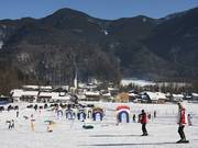 Children's ski school on the slope