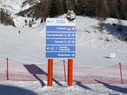 Signposting of slopes in the ski resort of Pejo