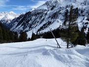 Snow production on the Wilde Grub'n ski route (valley run)