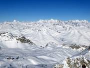 View of the lifts in Passo Tonale from the Presena Glacier