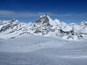 View of the glacier slopes at the Matterhorn glacier paradise