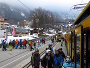 The cog railway provides access to Wengen and to the ski resort	